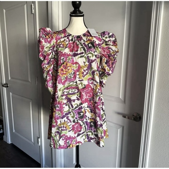 Misa Los Angeles Dresses & Skirts - MISA Los Angeles Emilia Swing Dress S Ruffle‎ Sleeve Floral Cotton Mini NWT